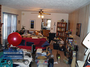 cluttered house