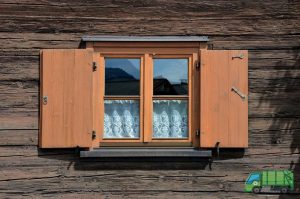 Freshly repainted wooden window